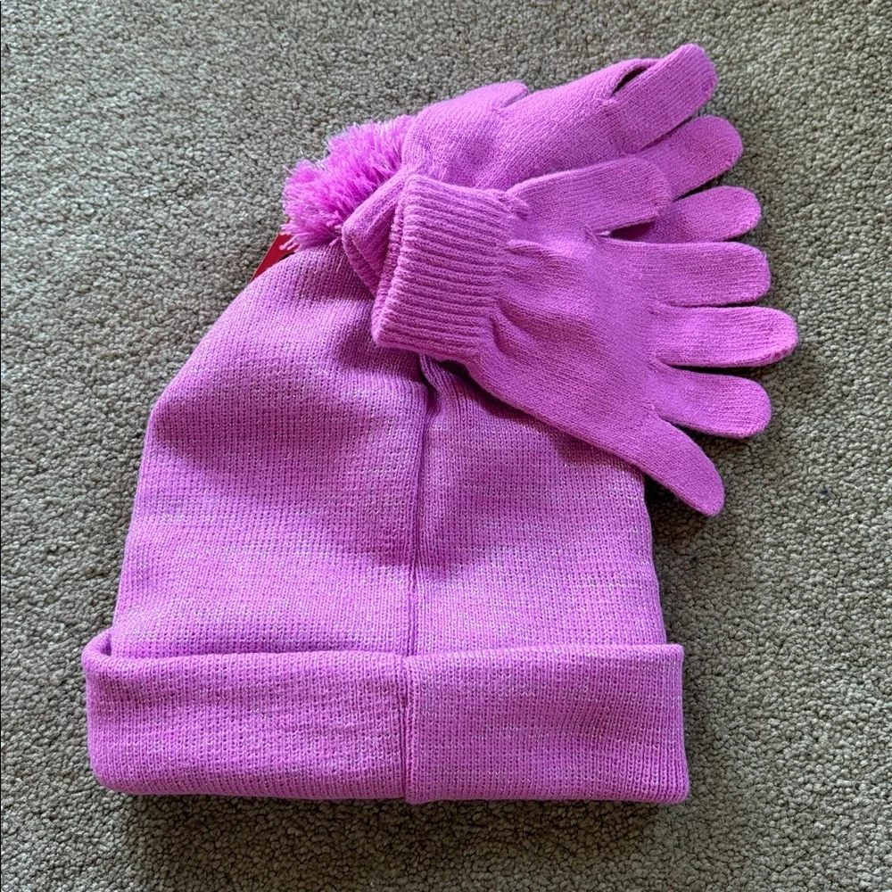 Hello Kitty girls hat and gloves sparkle set NWT